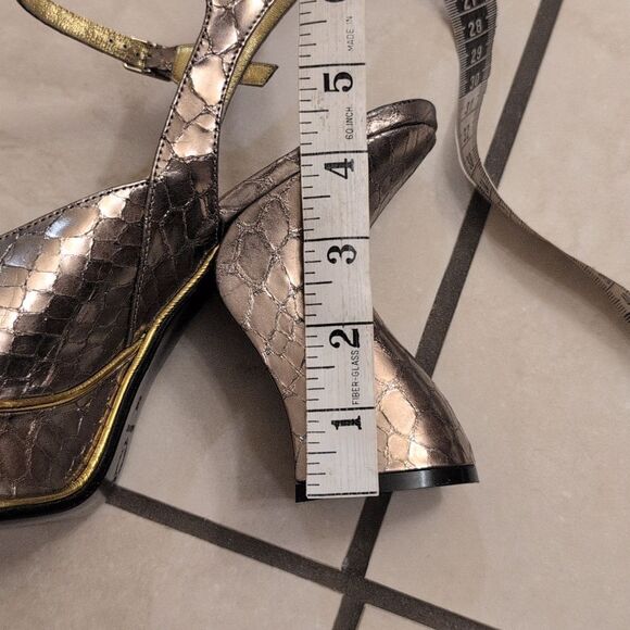 Dries Van Noten Heels Louis IV Modern Snake Print Platform Pewter Silver EU 39 - Picture 3 of 15